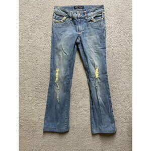 Allen Schwartz Women's destresed jeans size 27 Rhinestones